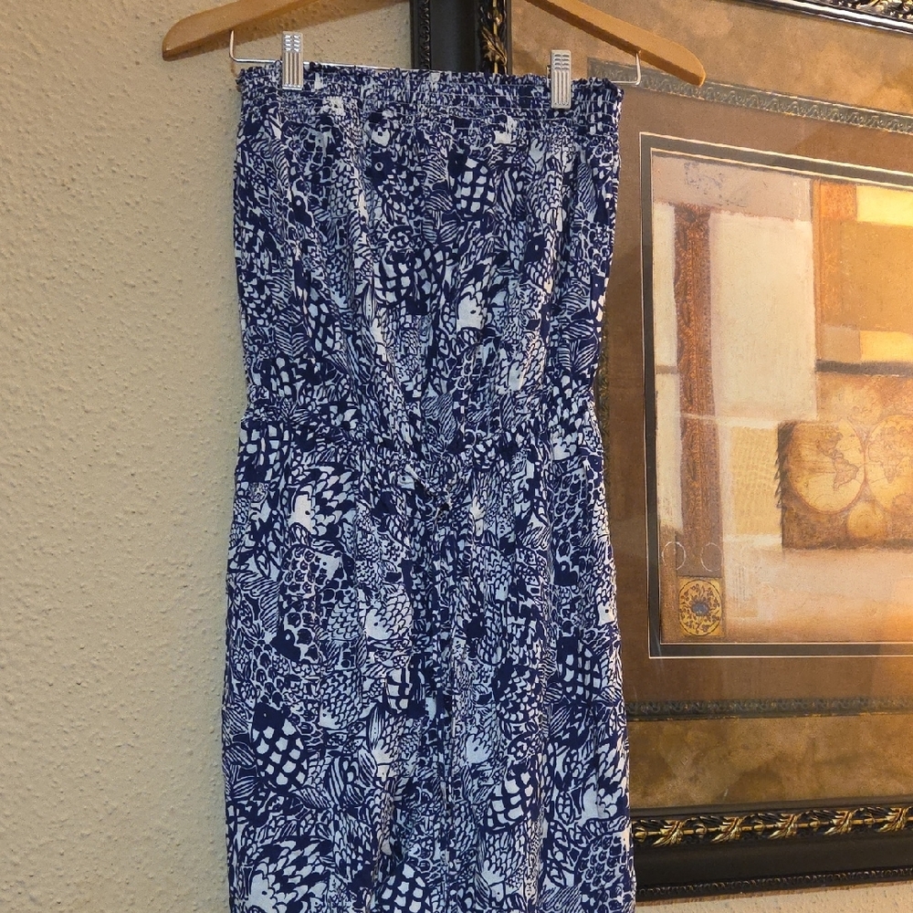 Lilly Pulitzer Strapless Blue Print Jumpsuit - Picture 5 of 8